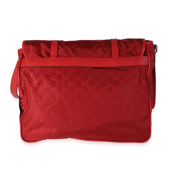 Gucci Red Nylon Double Buckle Flap Messenger Bag - Picture 3 of 8
